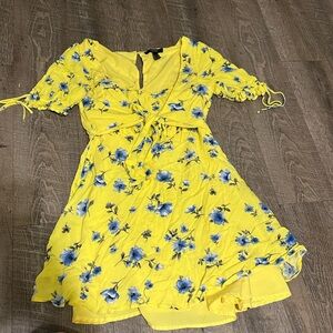 Forever 21 Yellow and Blue Ruffled Tiered Sundress
